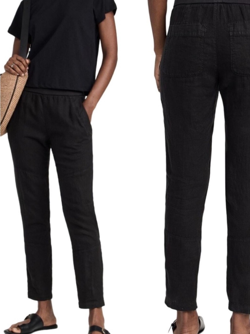 James Perse Black Ankle-Length Drawstring Pants